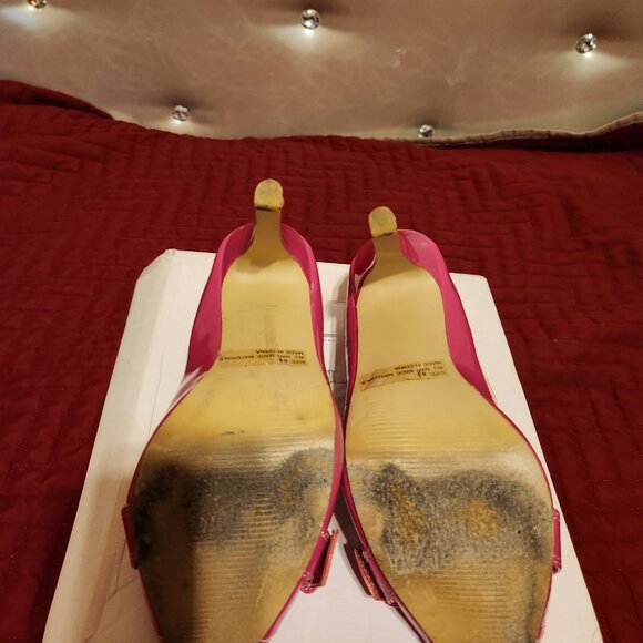 Women's size 6.5 Pink Patent Open Toe Pumps - Picture 4 of 4